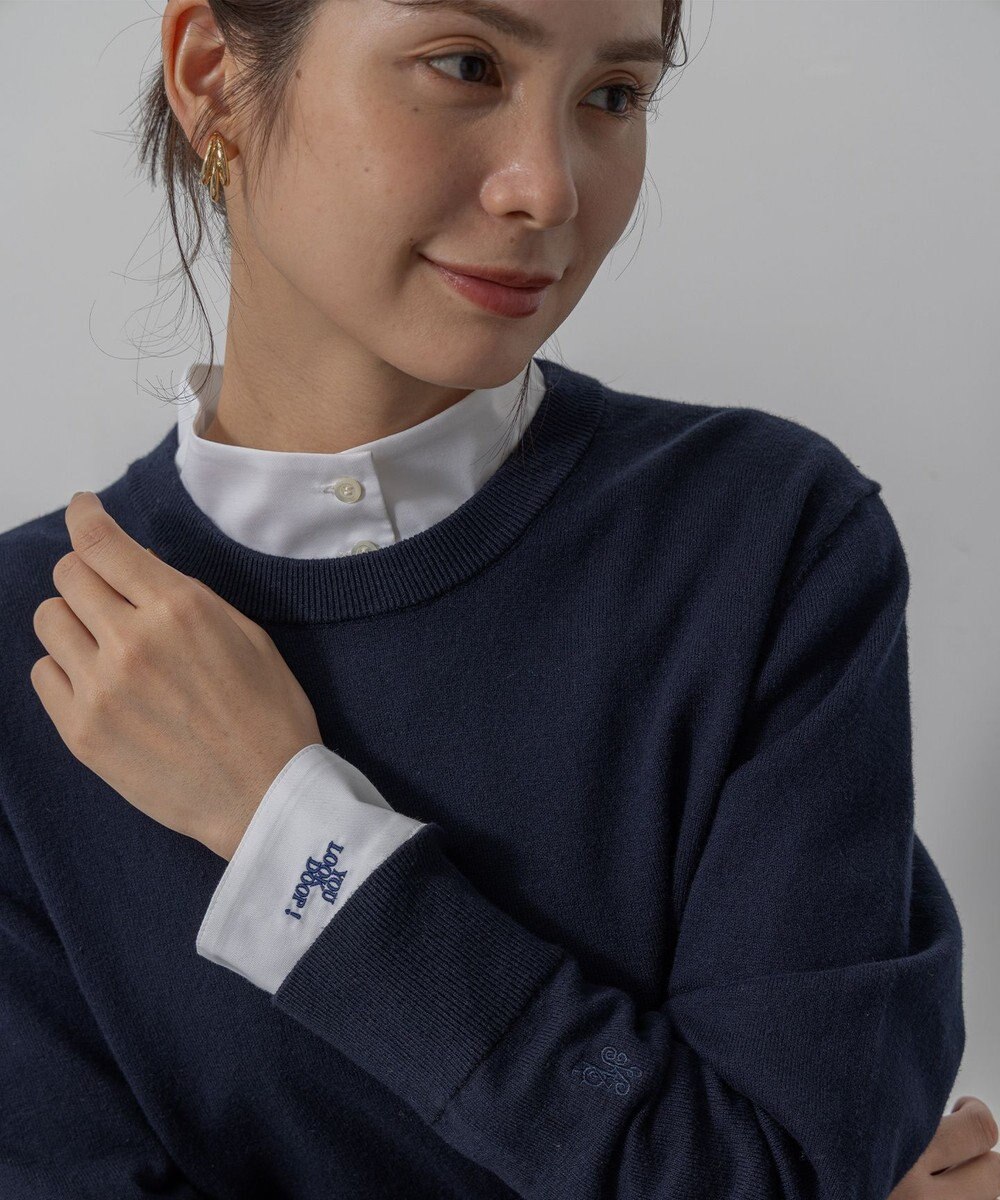 組曲 S 【加藤ローサさん着用】コットンカシミヤMIX刺繍入りニット 