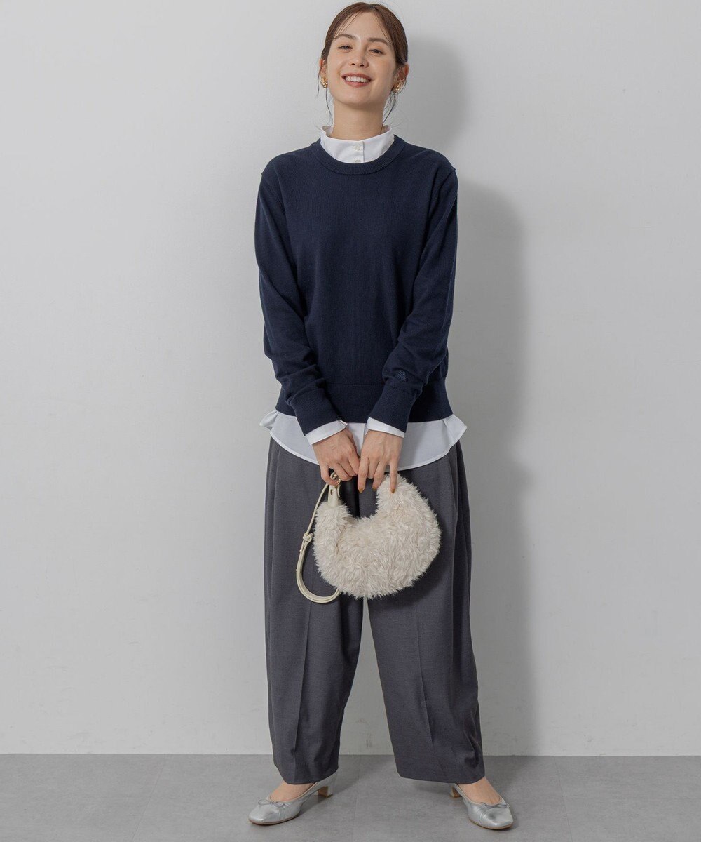 組曲 L 【加藤ローサさん着用】コットンカシミヤMIX刺繍入りニット 