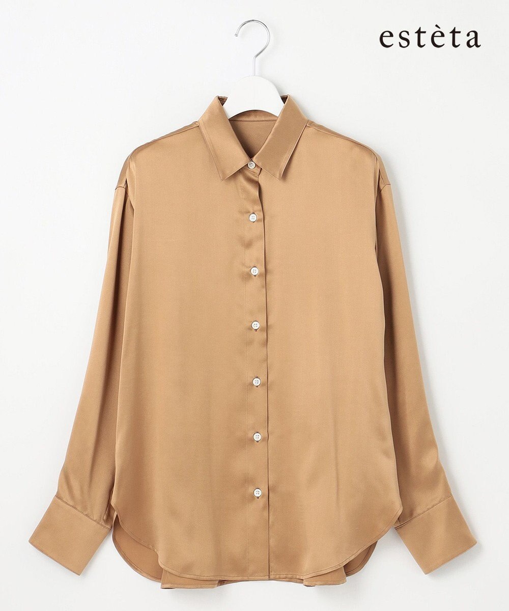 23区 L 【エステータ】シルクサテン シャツ 
