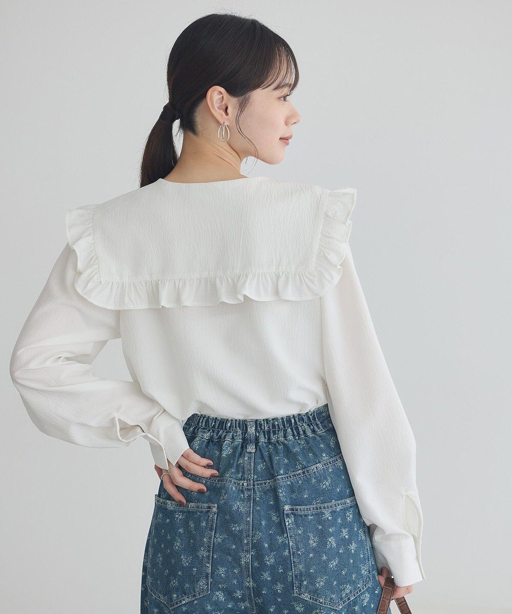 earth music&ecology フリルセーラーカラーブラウス 