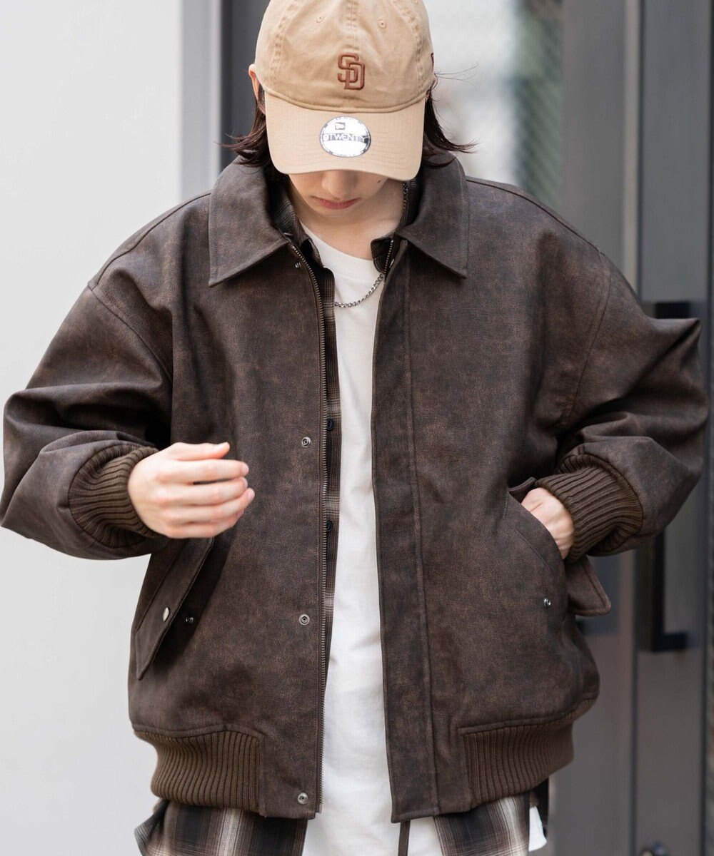 WEGO 【ユニセックス着用ITEM/MLサイズ展開】PU2WAYフライトブルゾン 