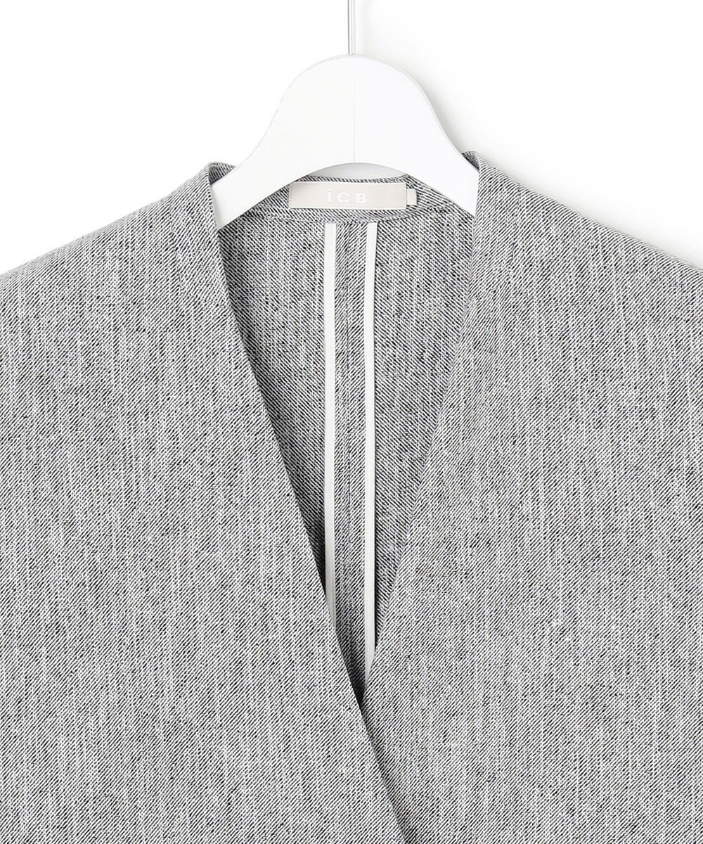 ICB L ストレッチMIXツイード 半袖ジャケット 