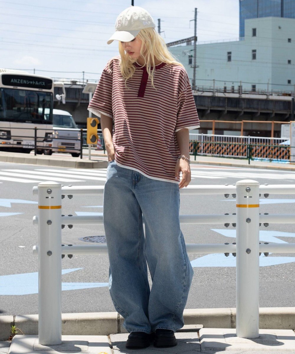 WEGO 【ユニセックス着用ITEM】ボーダーヘンリーネックT（SS） 