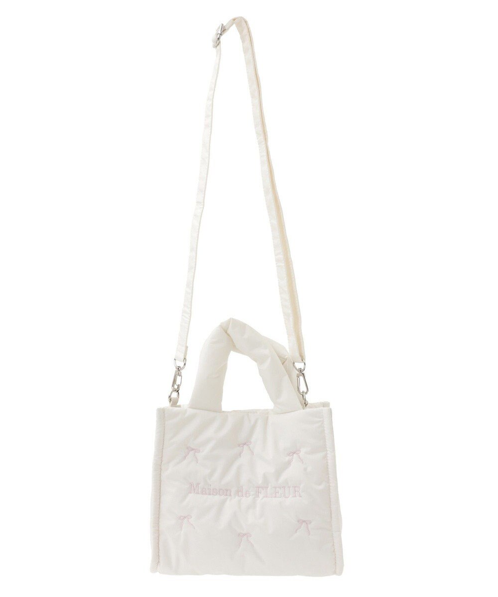 Maison de FLEUR リボン刺繍パファー2Wayトートバッグ 