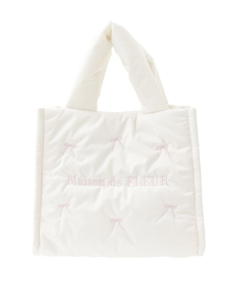 Maison de FLEUR リボン刺繍パファー2Wayトートバッグ 