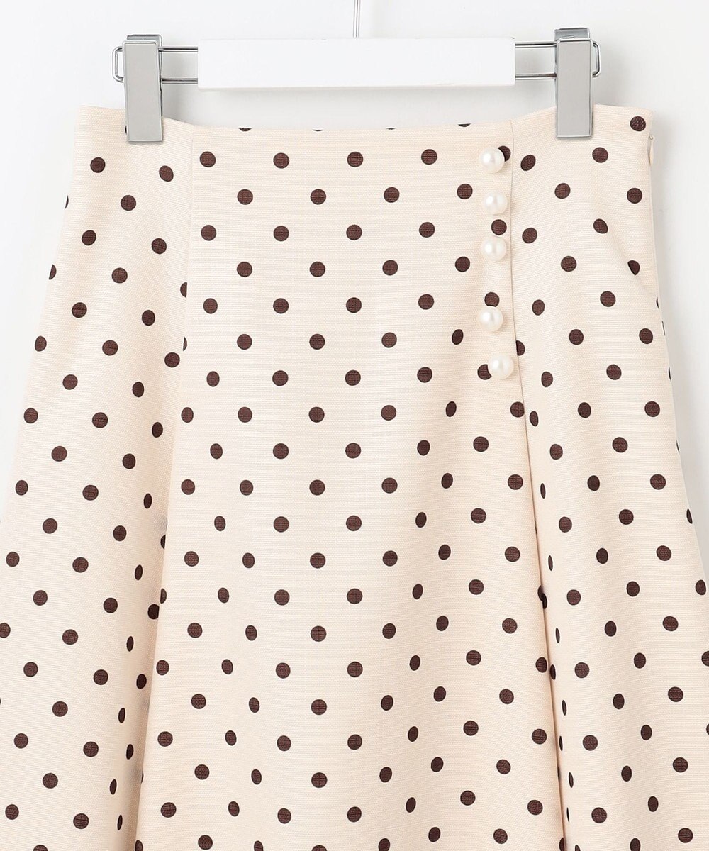 Feroux 【洗える】パールボタン付きフレア スカート 