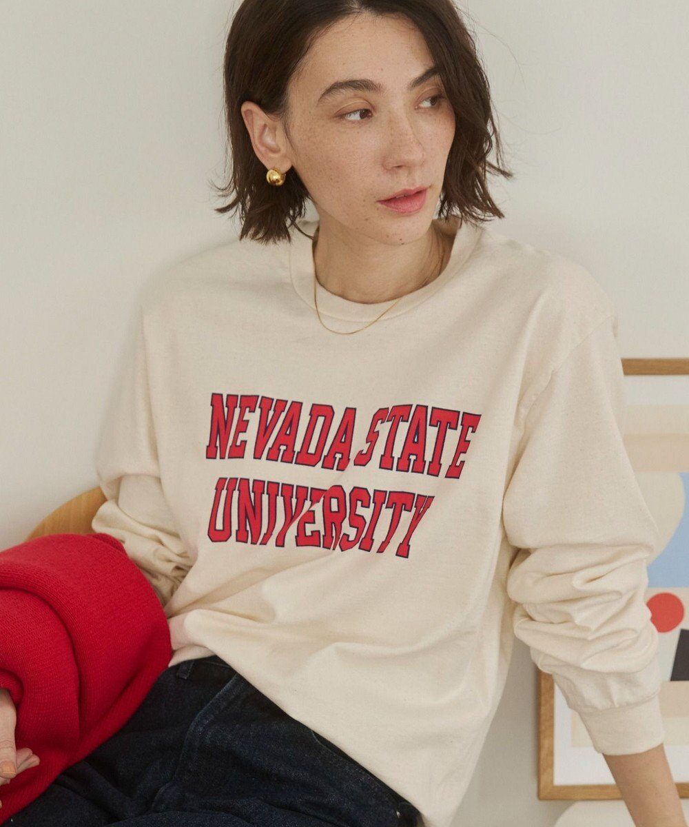 WEGO 【ANGIE VINTAGE】GILDAN カレッジロゴ オーバーサイズ プリント ロンT 