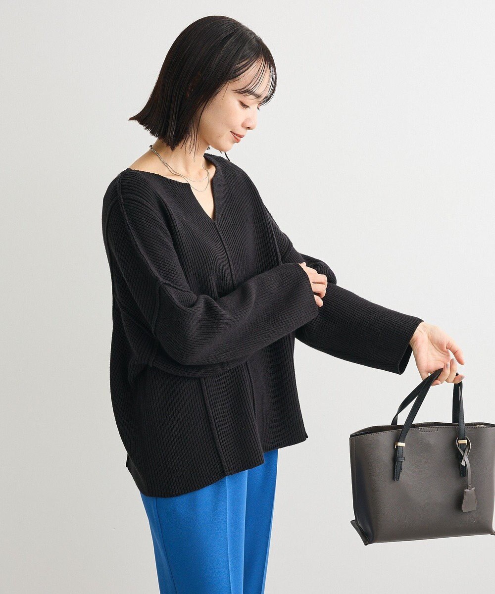 Green Parks リブ切替Ｖネックニットプルオーバー 