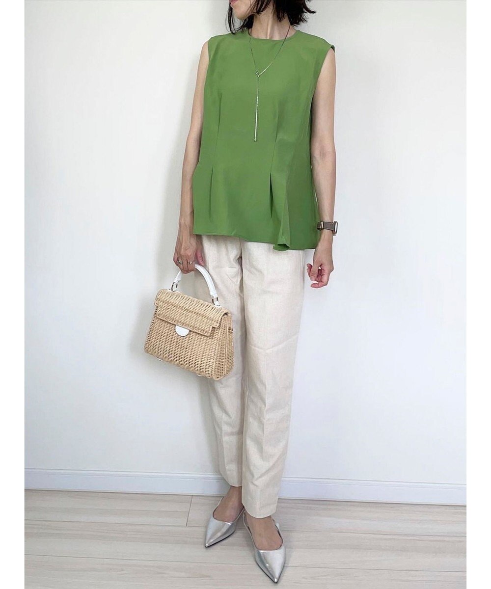 Green Parks AnriettMusee ノースリーブタックペプラムブラウス 