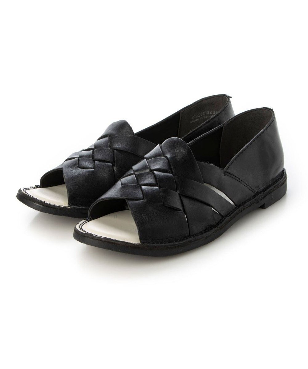 ing <ing>【サスティナブルシリーズ】編み込みデザインオープントゥシューズ 