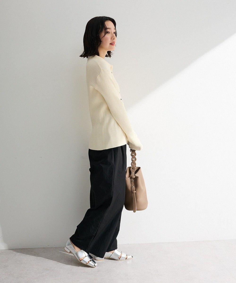 Green Parks 襟付きリブニットカーディガン 