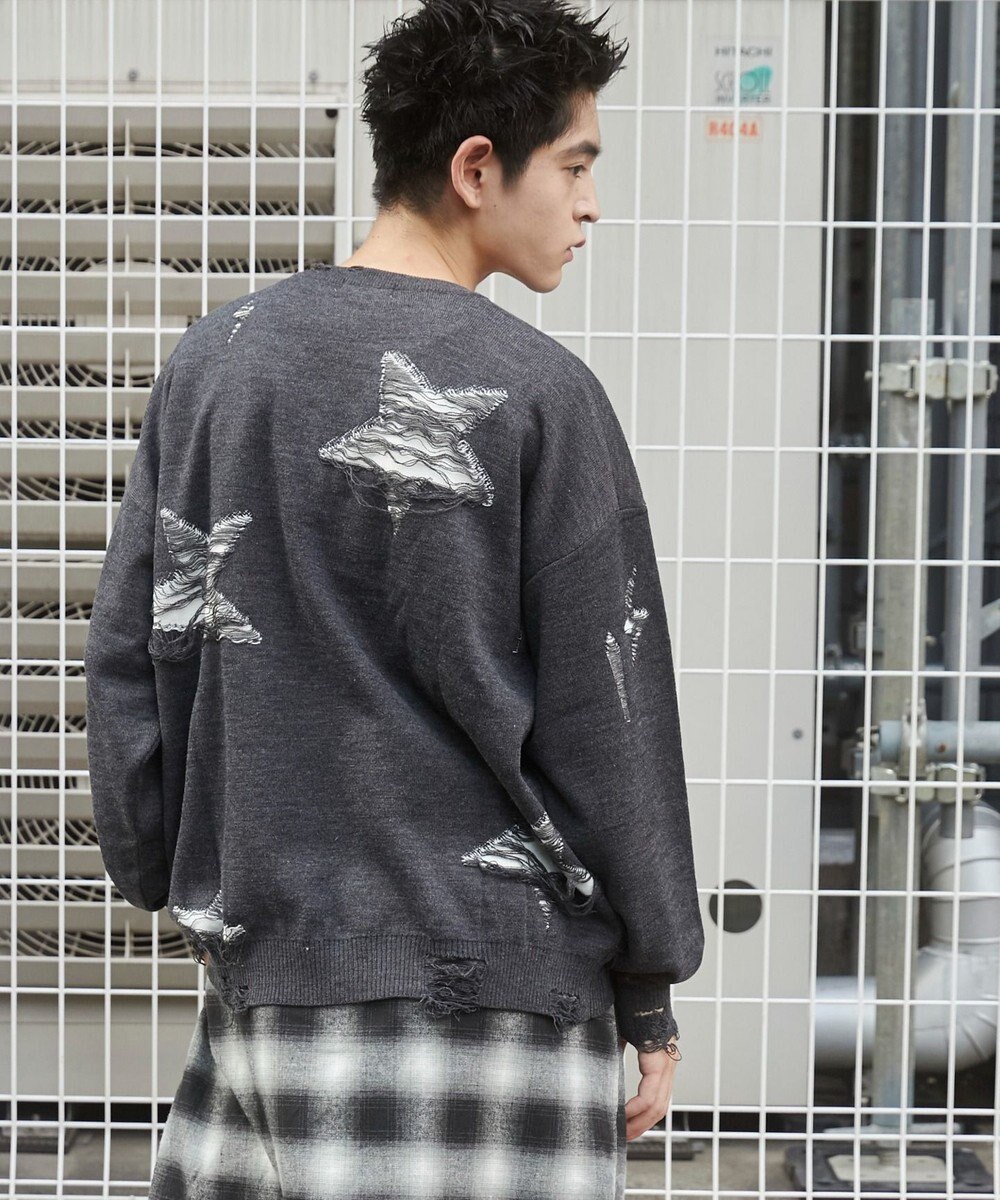 WEGO 【ユニセックス着用ITEM】ダメージジャガードニットプルオーバー 