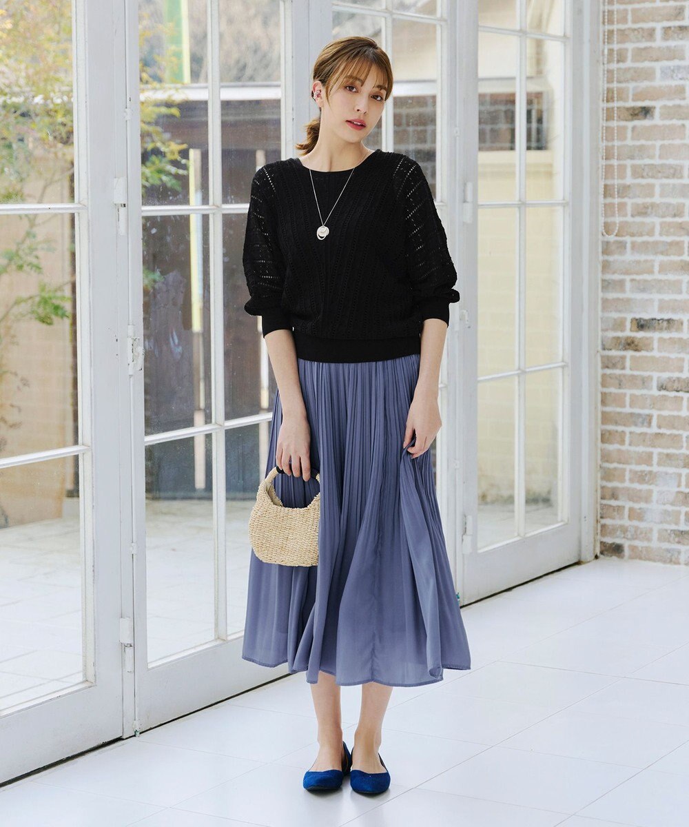 Tiaclasse 【安田美沙子さん着用・洗える】ヴィンテージサテンプリーツスカート 