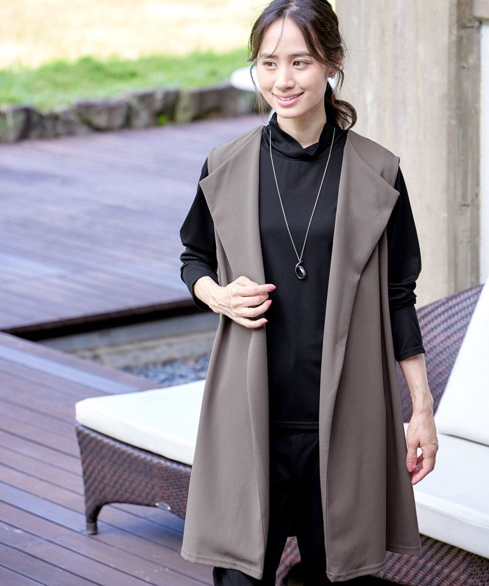 Tiaclasse 【洗える】バックタックロングジレ 