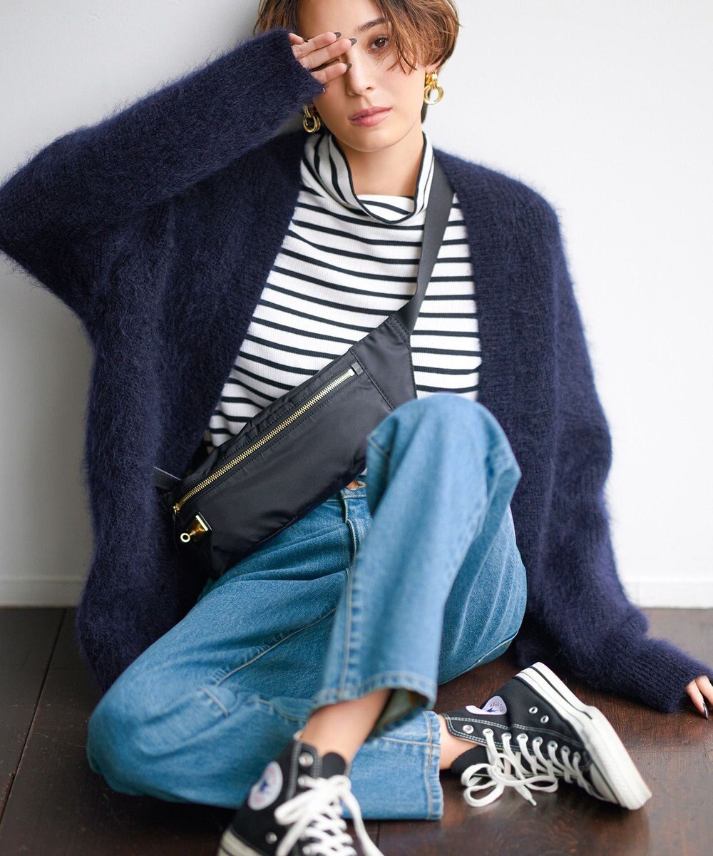 23区 S オーガニックコットンリブ タートルネック カットソー 