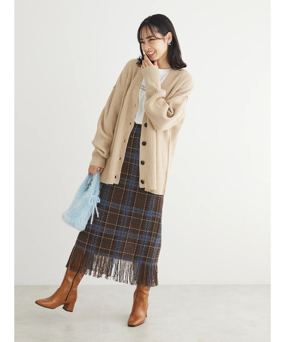 Green Parks ・ＳＵＧＡＲ　ＳＰＯＯＮ　チェックフリンジスカート 