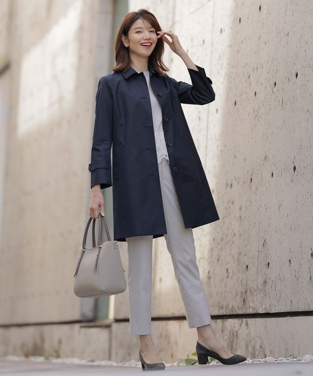 J.PRESS LADIES 【セットアップ対応・洗える】セルロースリネンストレッチ テーパード パンツ 