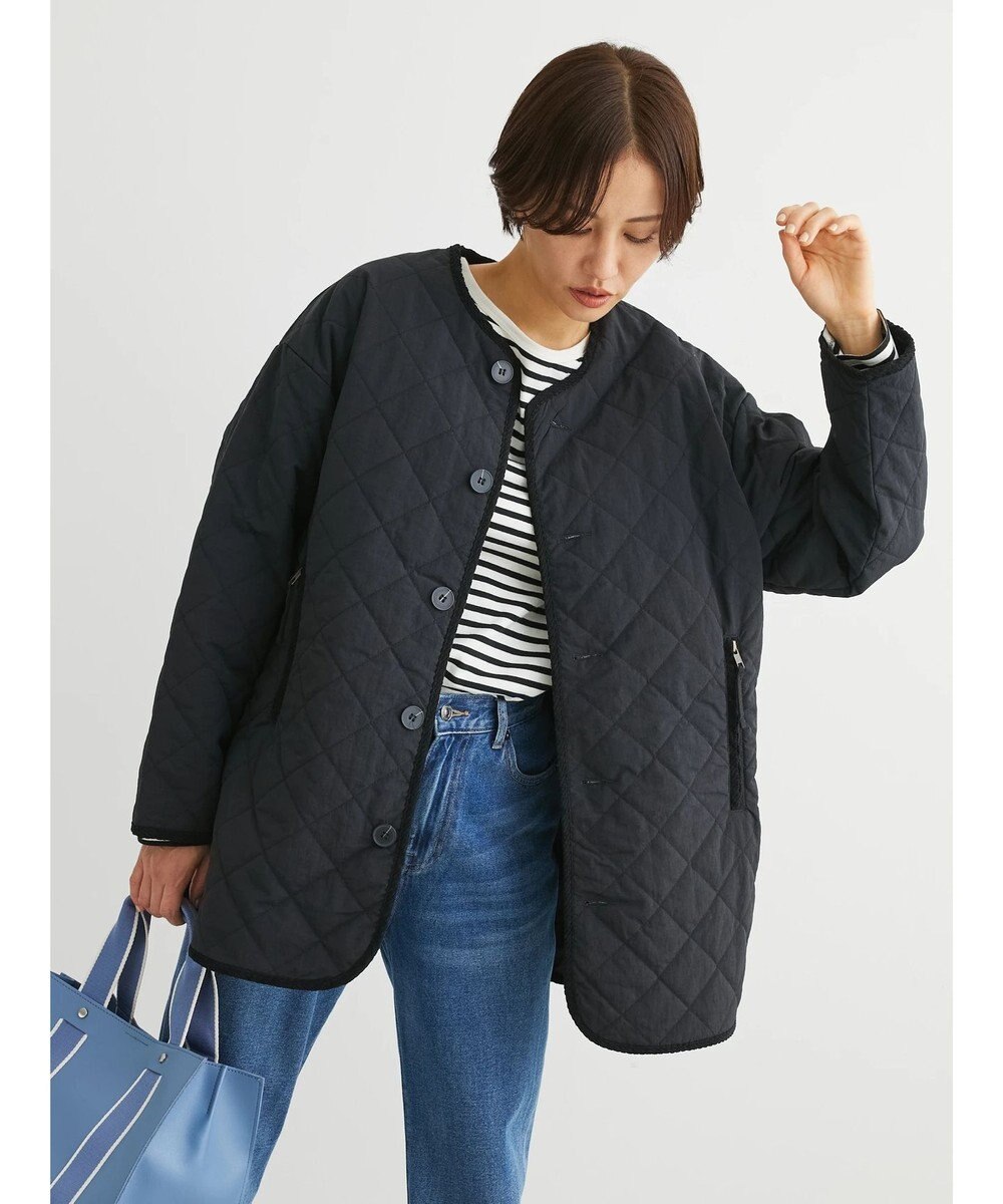 Green Parks キルティングノーカラーブルゾン 