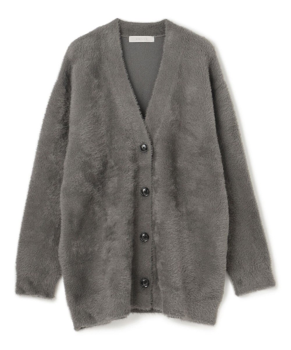 UNFILO ナイロンシャギー Vネックカーディガン 