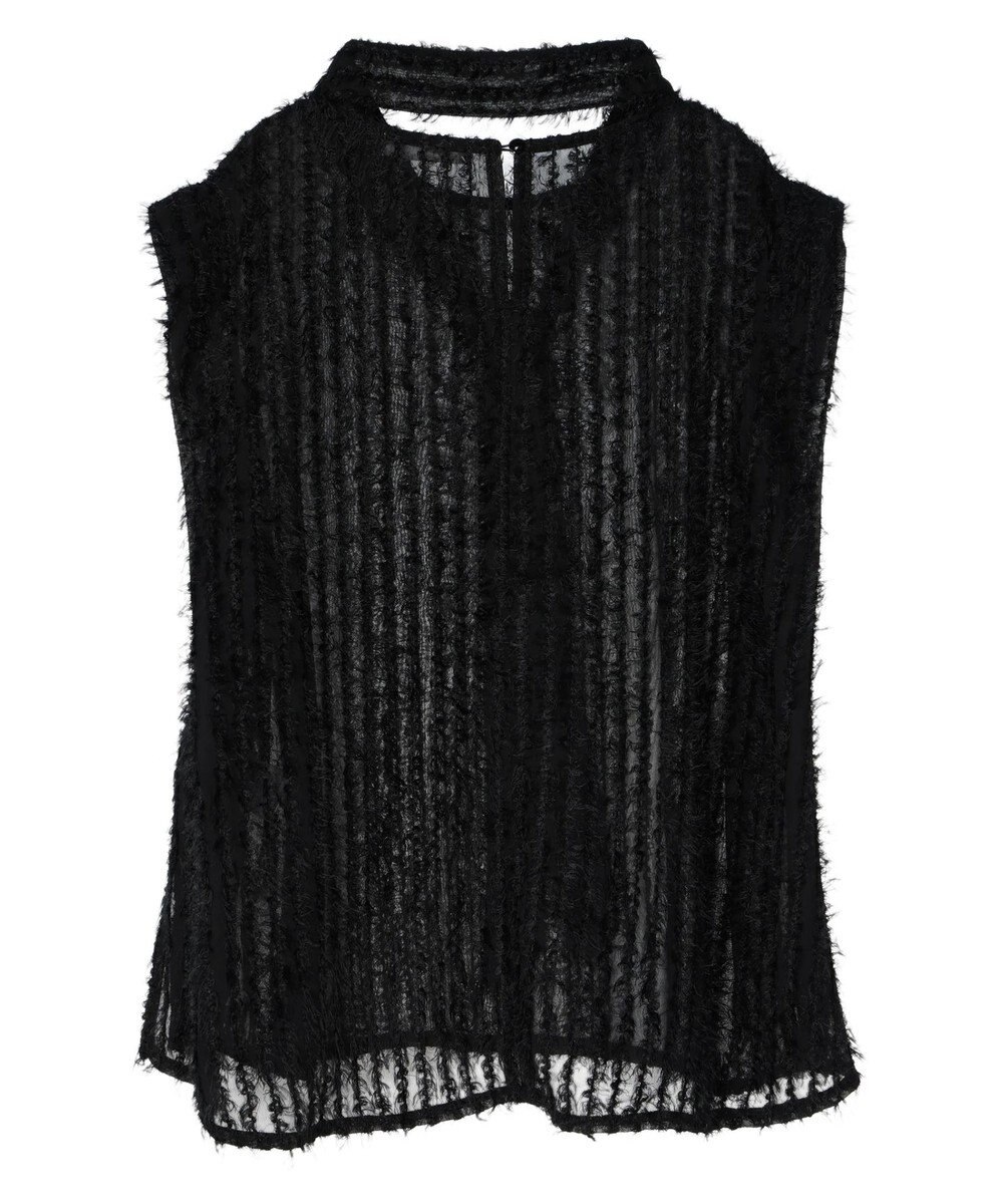 Green Parks ボウタイ付きフェザーノースリーブプルオーバー 