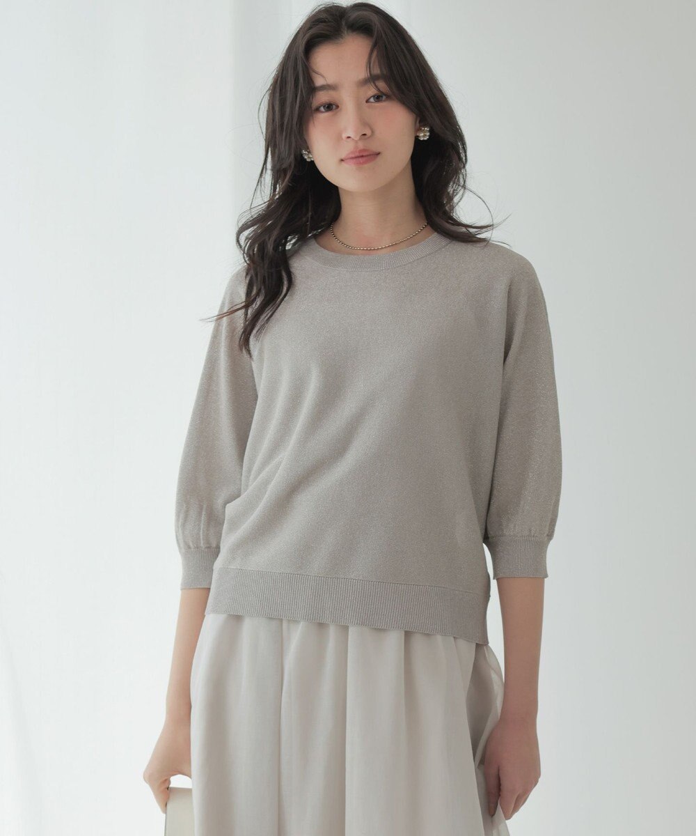 組曲 L 【先行予約・前後着用可】ドルマンスリーブライトラメ ニット 