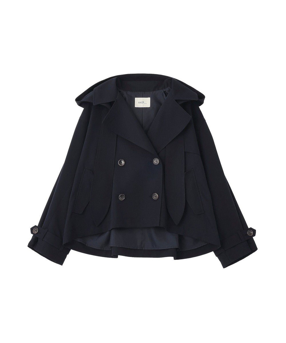 earth music&ecology 2WAYフードショートフレアトレンチ 