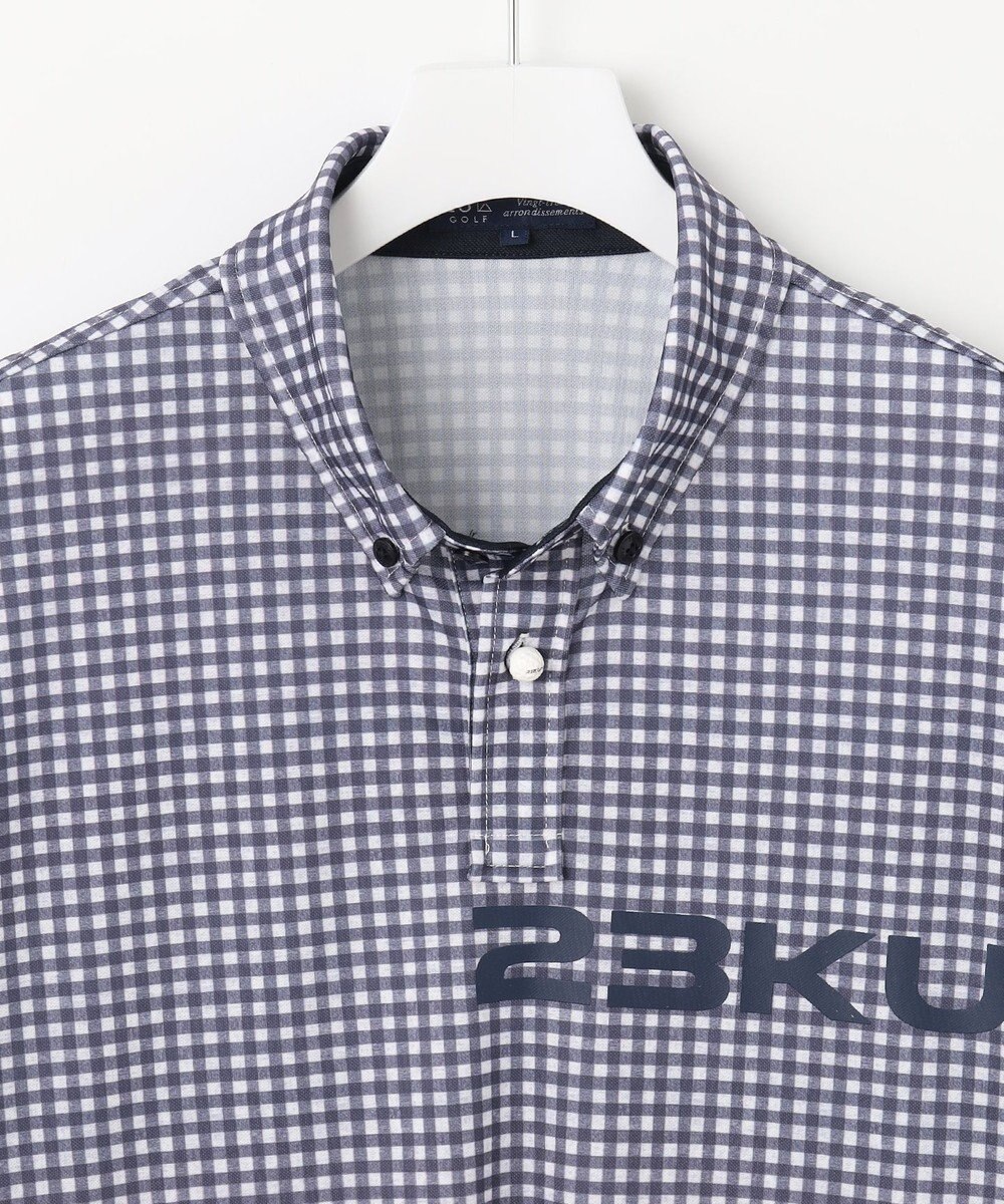 23区GOLF 【MEN】【接触冷感・UVケア・吸水速乾】ギンガムチェック柄 ポロシャツ 
