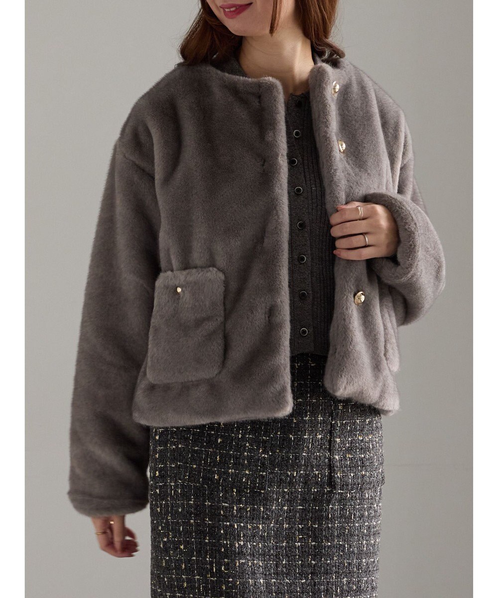 Te chichi グラデーションファーノーカラージャケット《2025winter catalog item》 