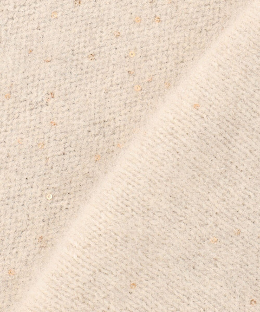 BEIGE， AMARILLO / スパンコールフォックスVネックニット 