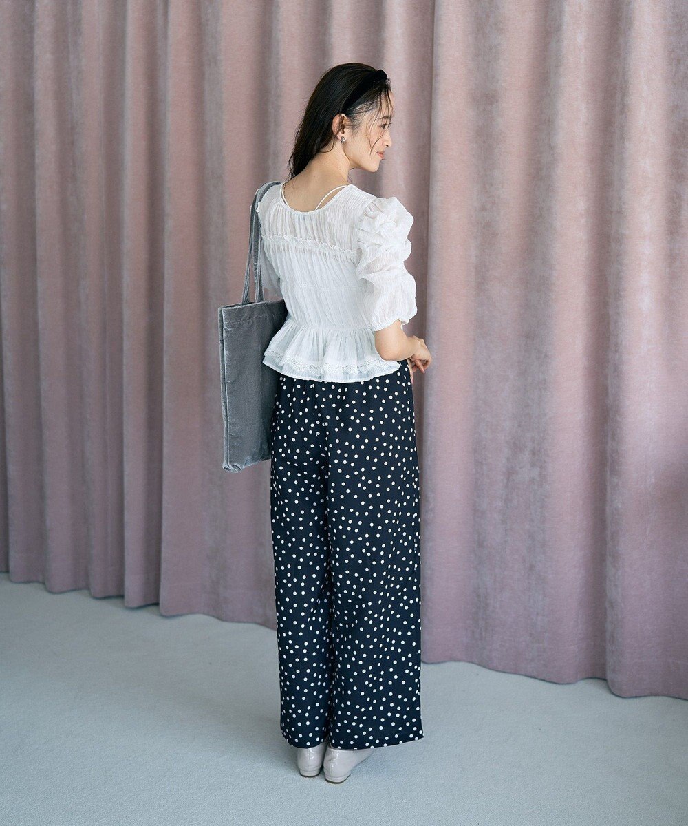 earth music&ecology レースティアードシャーリングブラウス 