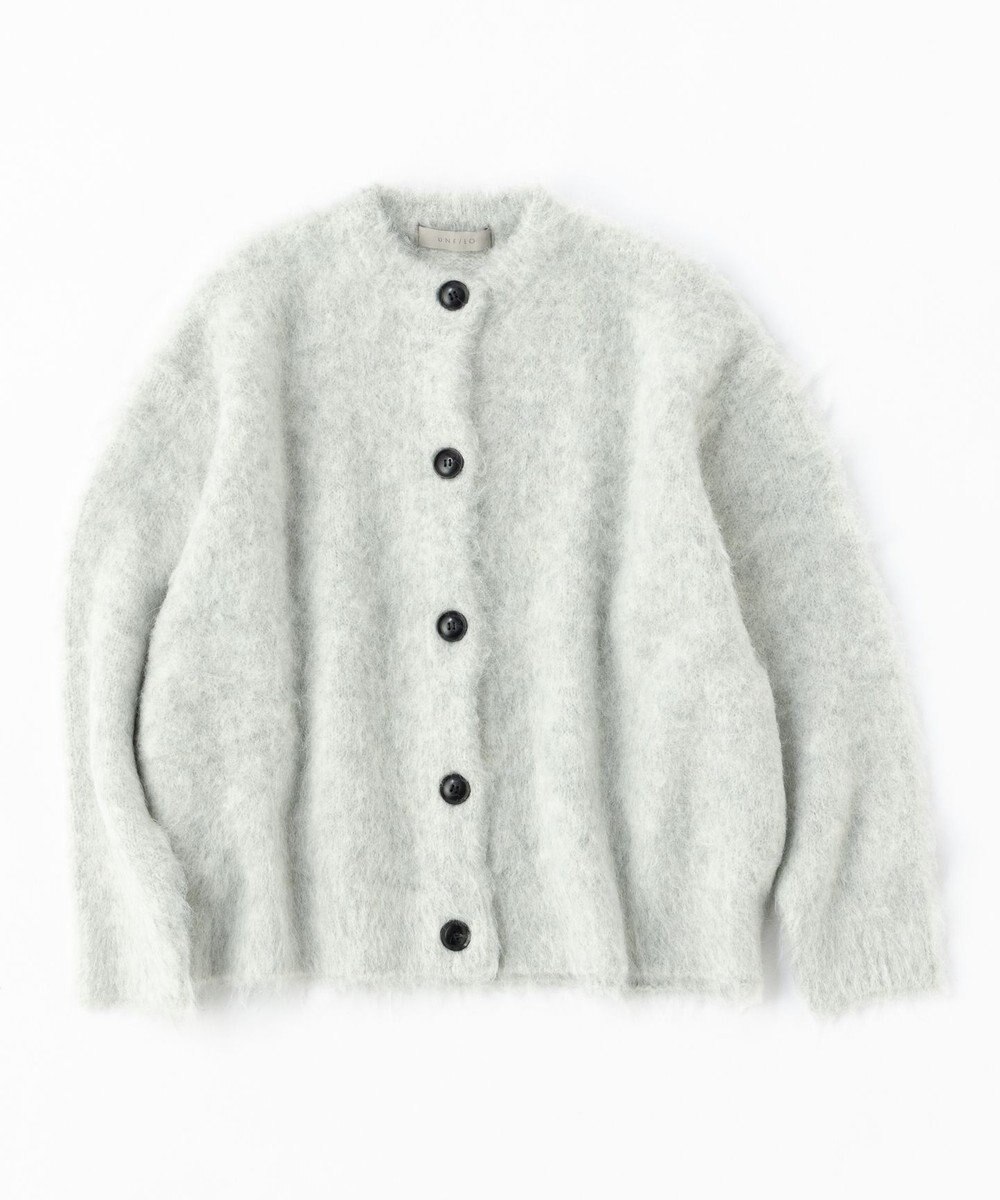 UNFILO 【洗える】アルパカシャギー カーディガン 