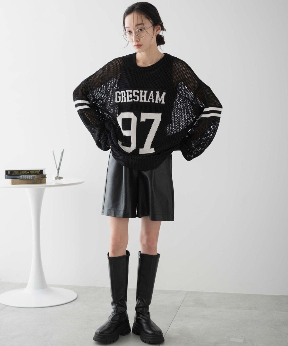 WEGO ロゴメッシュジャガードニット 