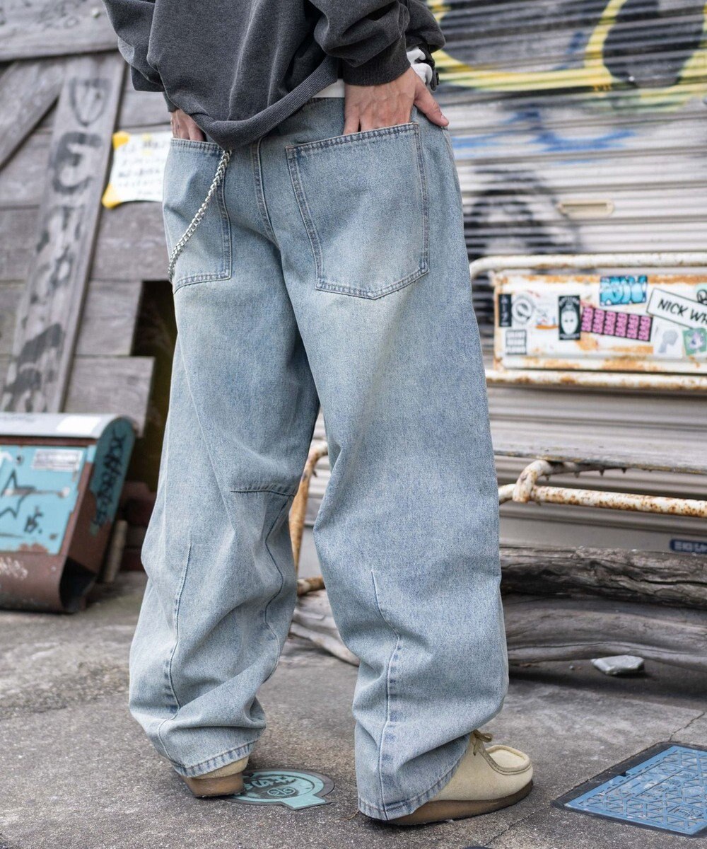 WEGO チェーン付きバルーンデニムパンツ 