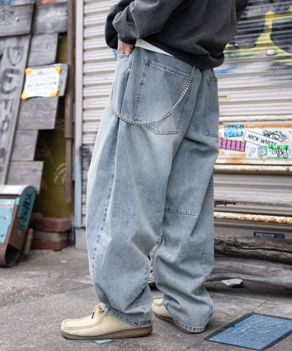 WEGO チェーン付きバルーンデニムパンツ 