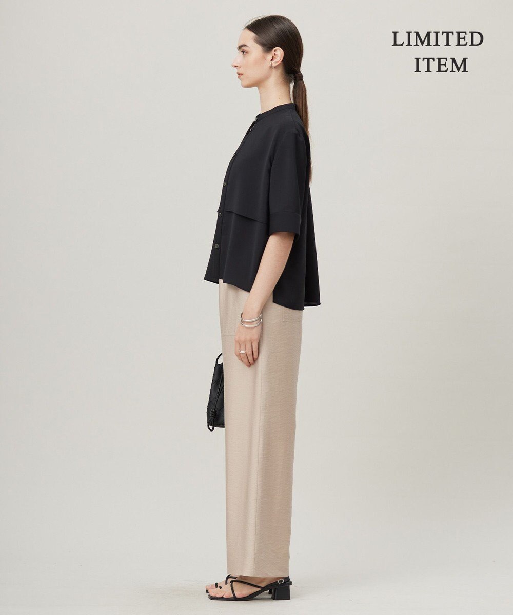 ICB L 【WEB限定・接触冷感・UVケア・吸水速乾・防シワ・洗える】 ドレープツイル クロップドシャツ 