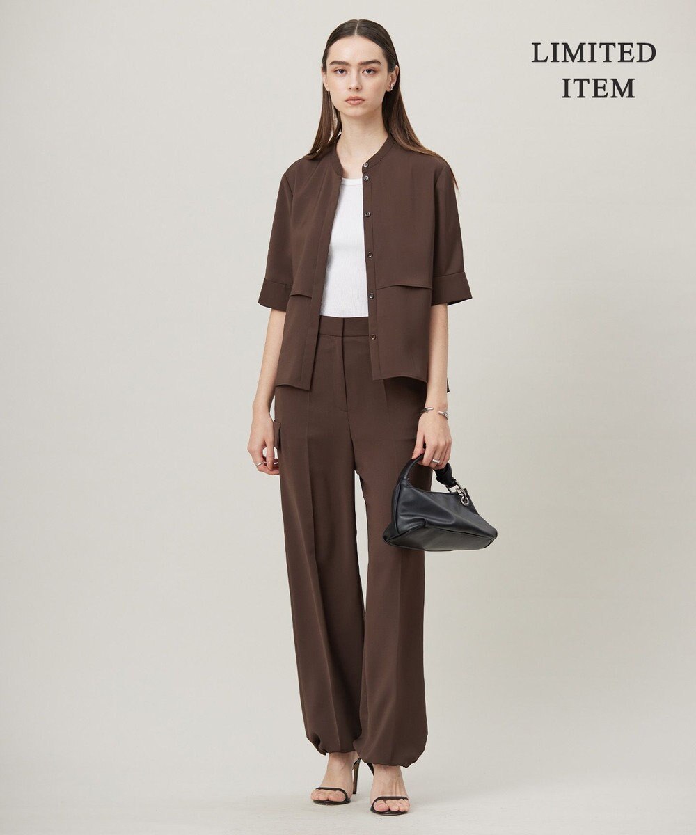 ICB L 【WEB限定・接触冷感・UVケア・吸水速乾・防シワ・洗える】 ドレープツイル クロップドシャツ 