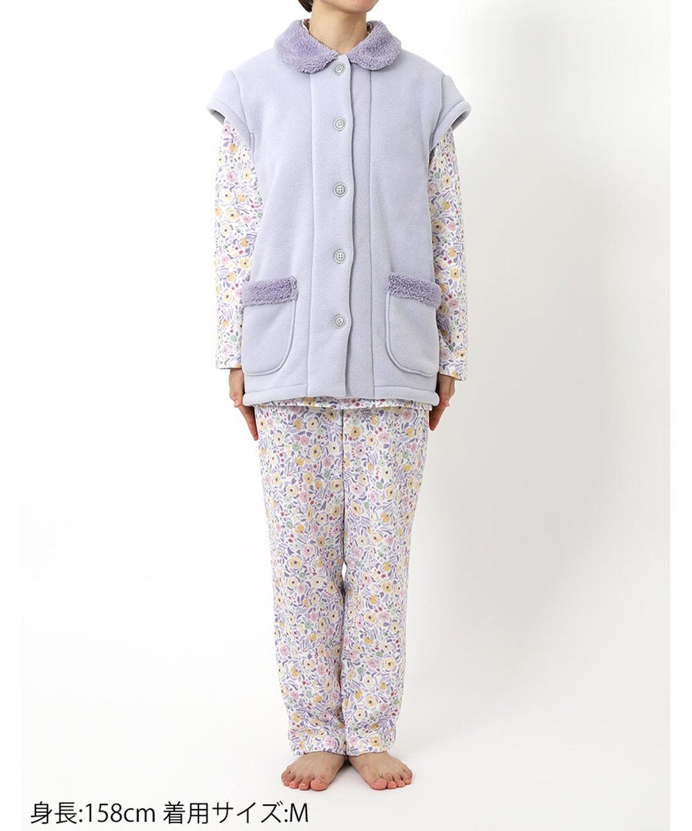 Wing ベスト 3分袖 ショート丈(腰付近) フリース素材 ボア使用(裏側) 保温性 あたたかい 前開きタイプ レディース EX2070 ウイング／ワコール 