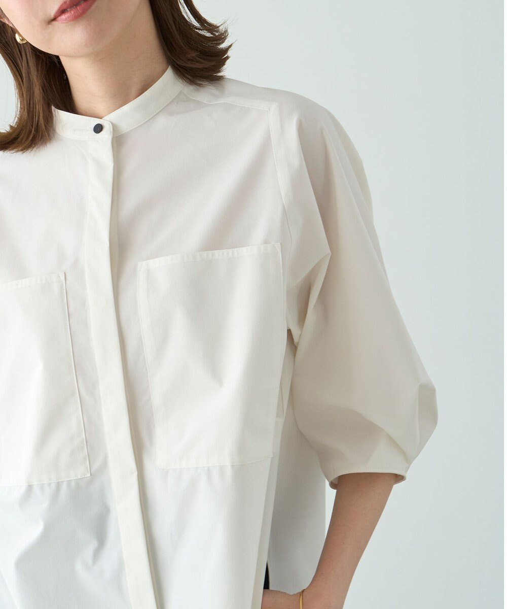 UNFILO FINE MOVE バンドカラーシャツ 