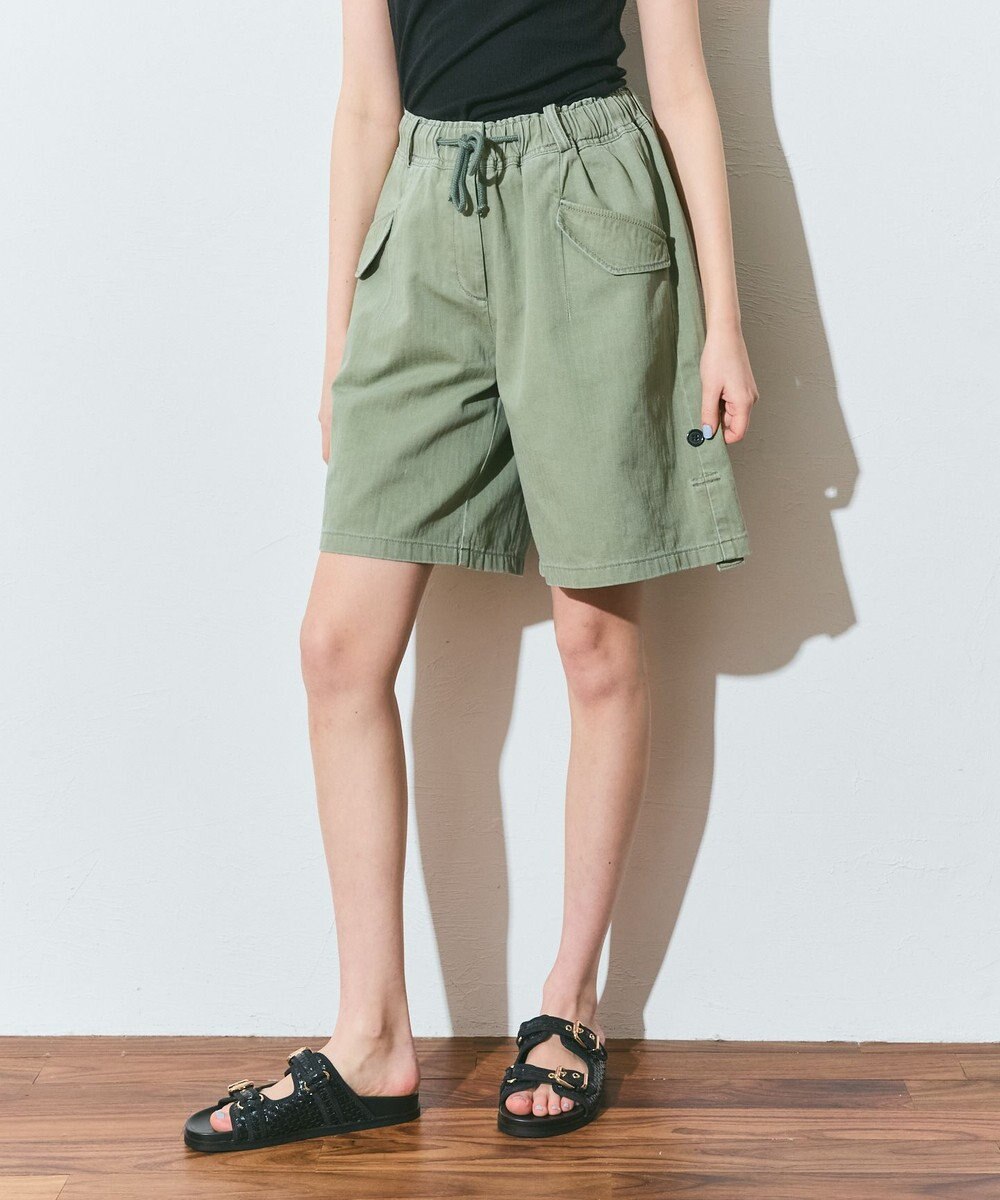 GRACE CONTINENTAL ヘリンボーンツイルハーフパンツ 