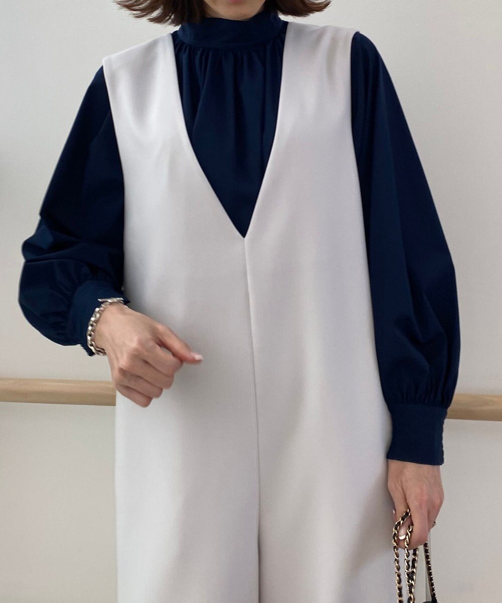 UNFILO イージーケア ギャザーブラウス 