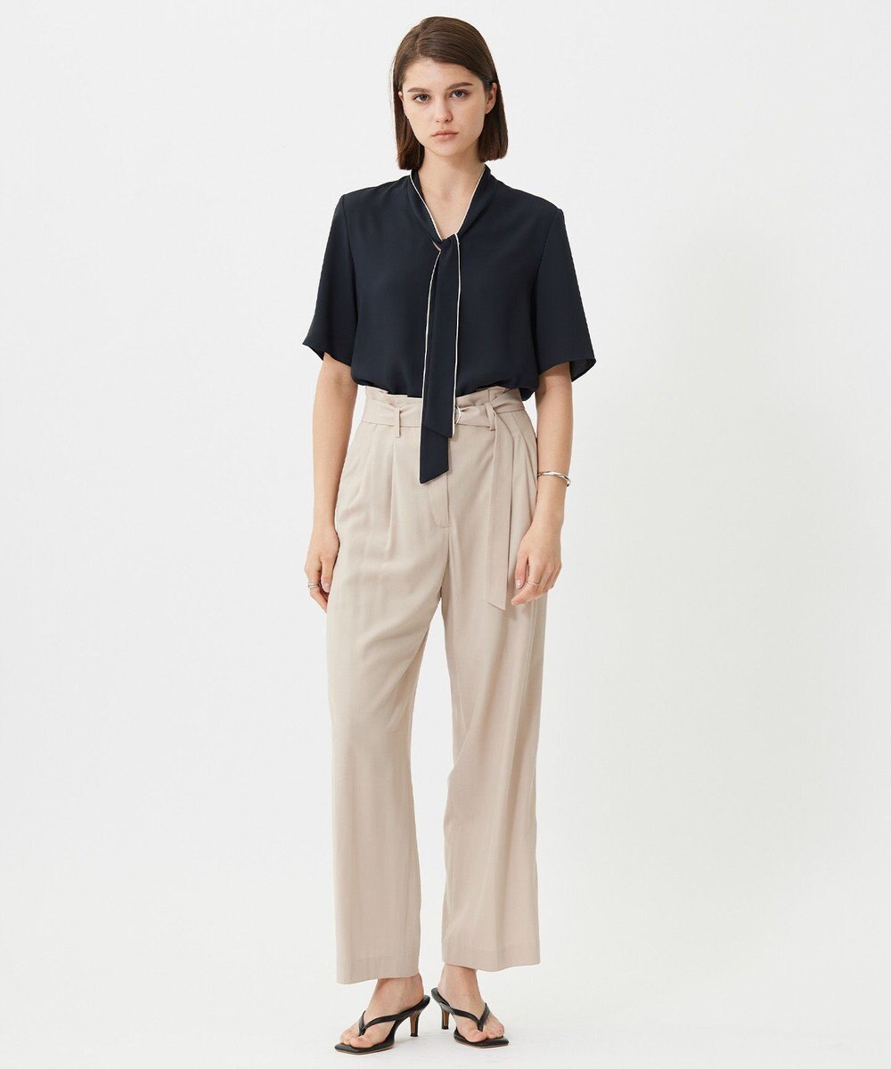 ICB 【接触冷感・UVカット・洗える】 T/Rドライリネン ワイドストレートパンツ 