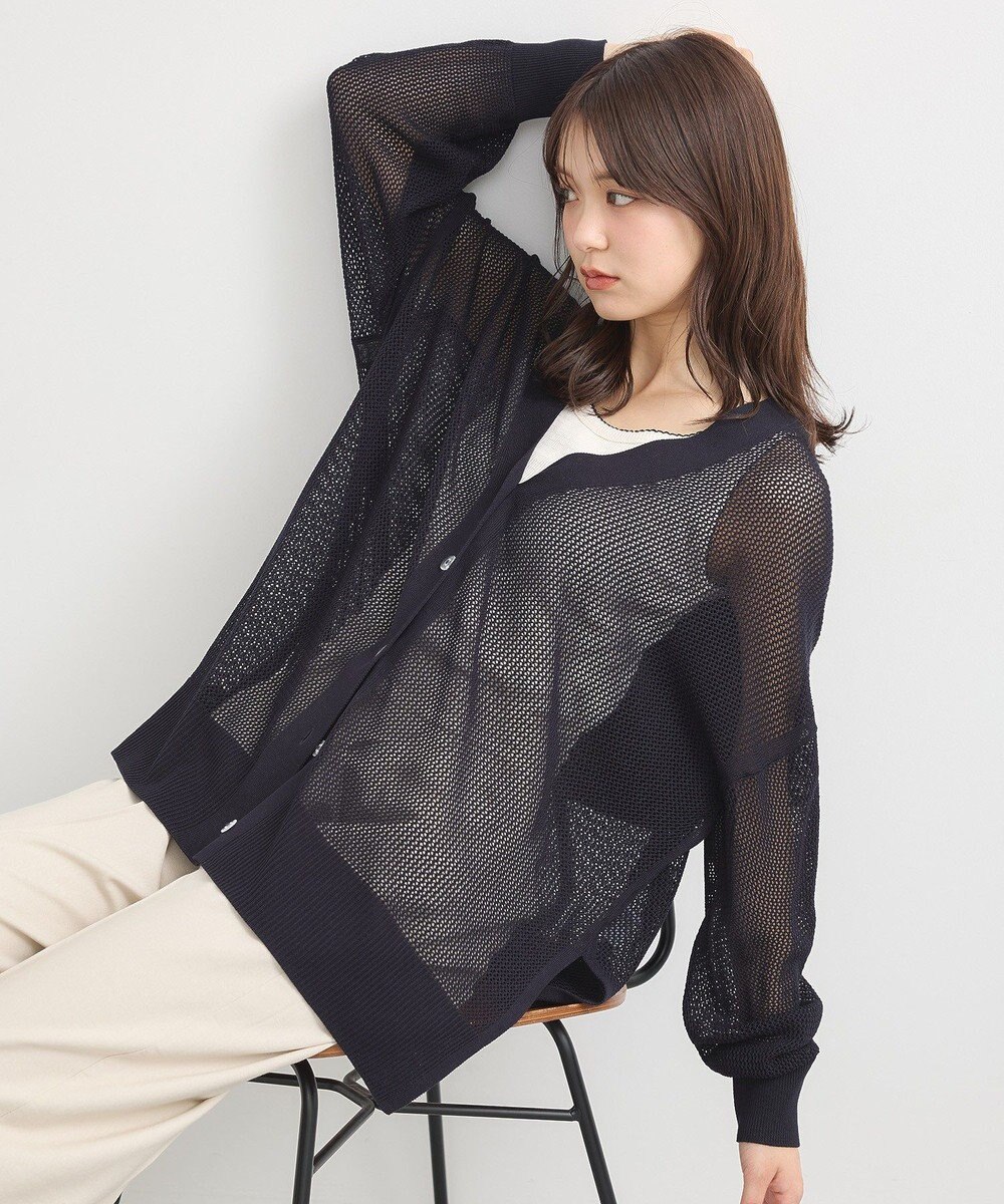 earth music&ecology メッシュルーズカーディガン 