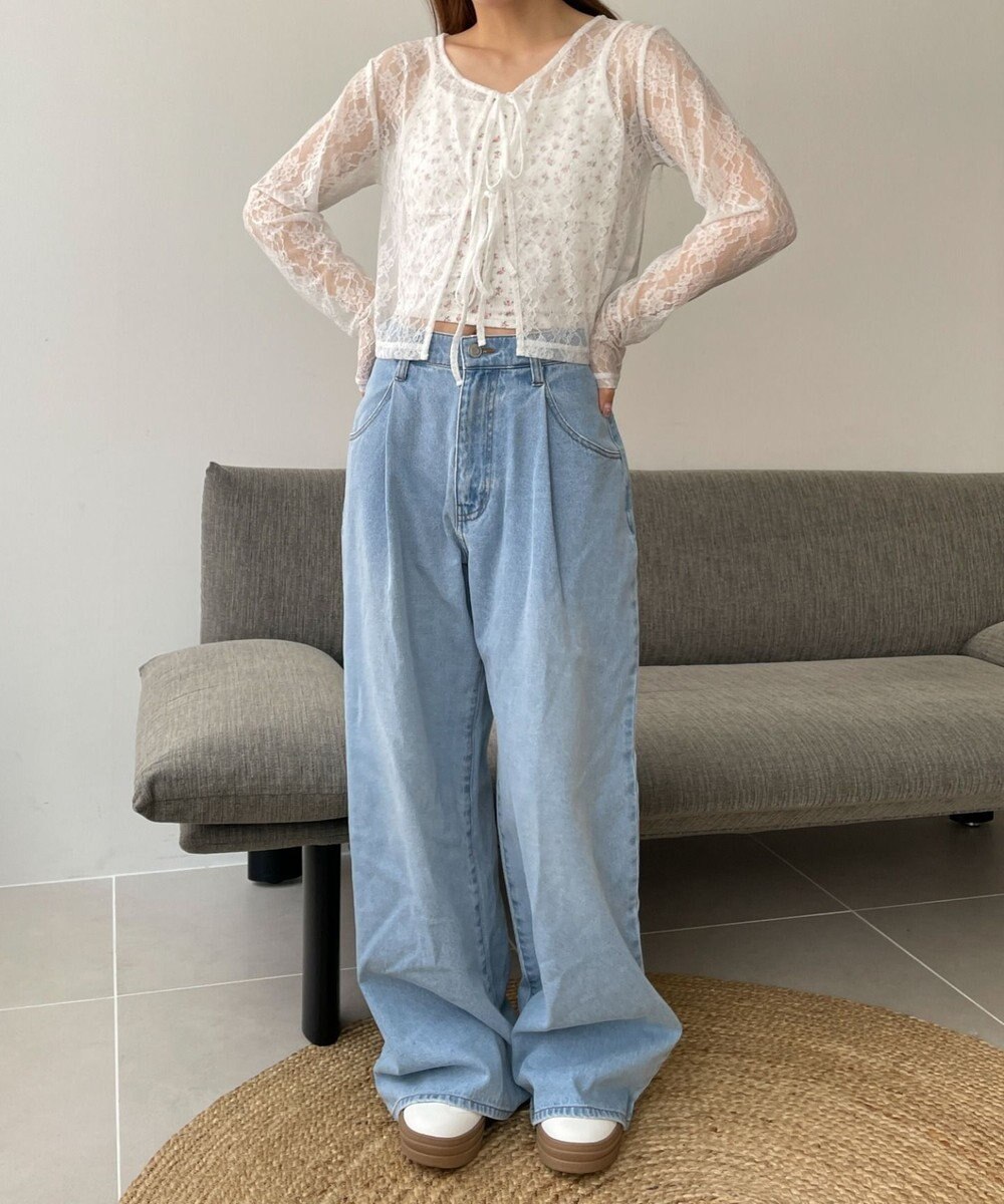 WEGO 【カップ付きインナー】花柄レースカップインキャミ 