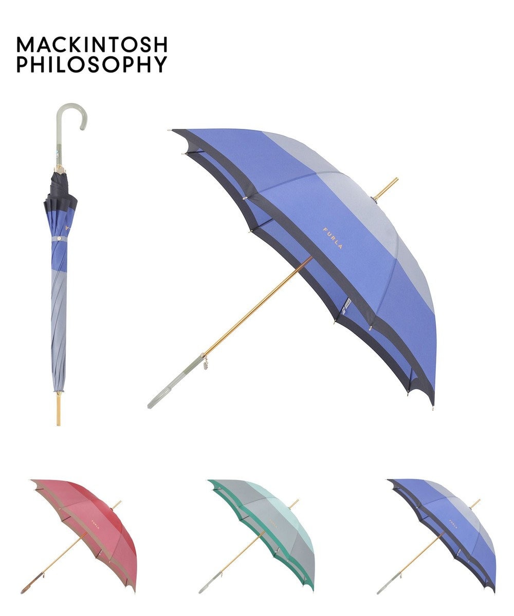MOONBAT FURLA(フルラ) カラーボーダー 雨傘 長傘 大きめ 耐風  60cm 日本製 