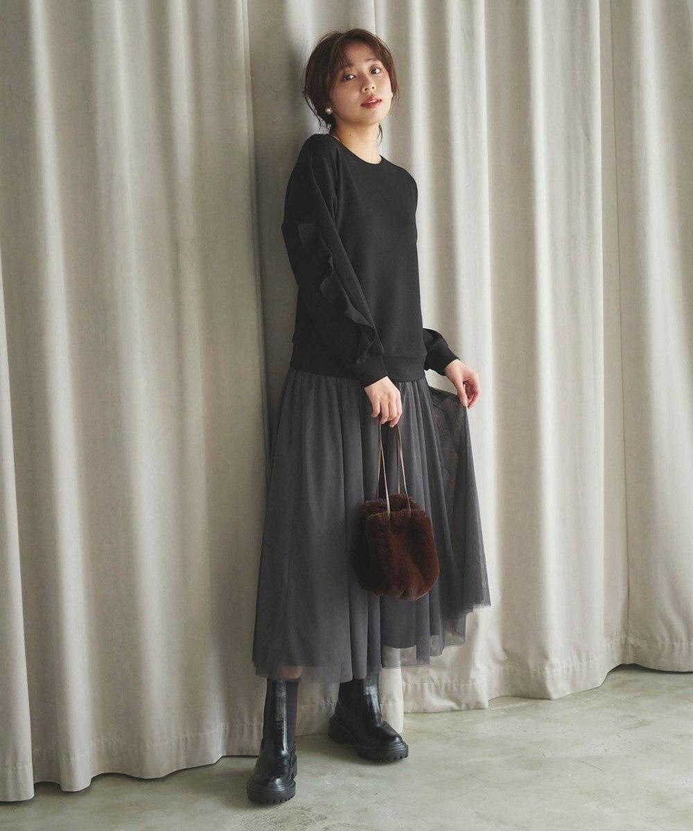 Feroux 【洗える】コルセットチュール スカート 