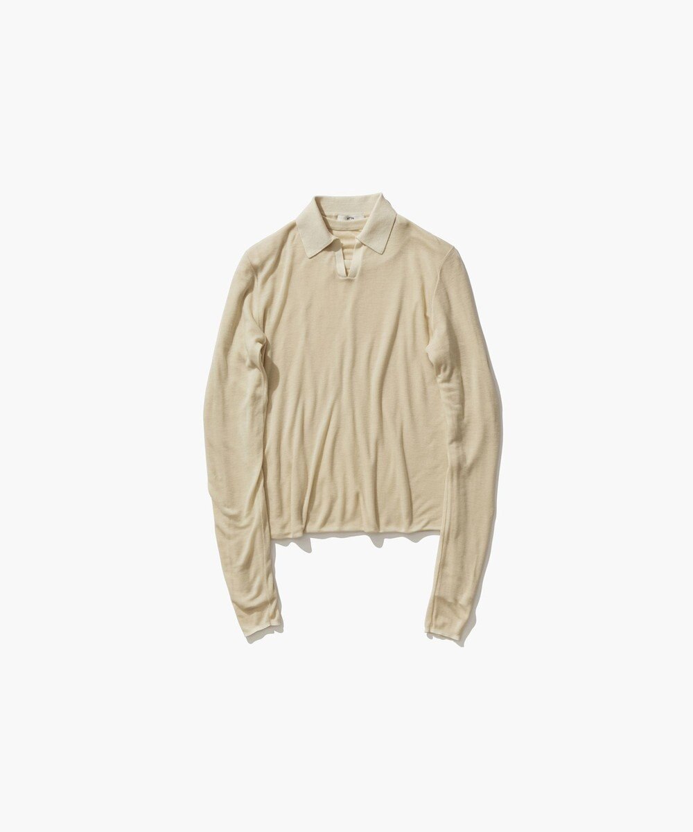 ATON SILK BLENDED CIRCULAR RIB | クルー＆ポロレイヤードプルオーバー 