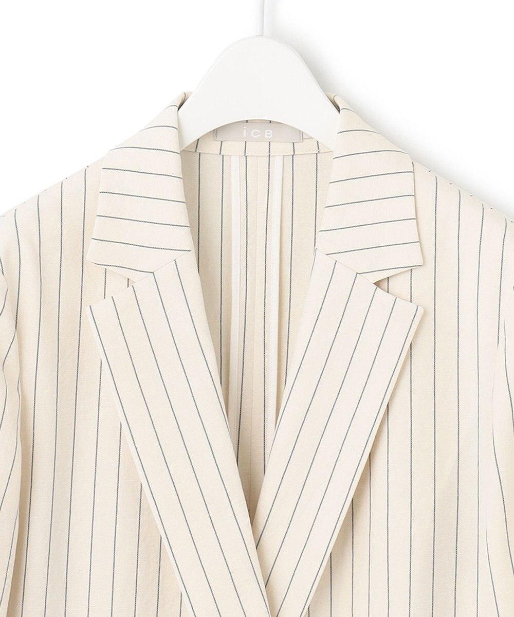 ICB 【洗える】 LooseWeave ストライプ柄ダブルブレストジャケット 