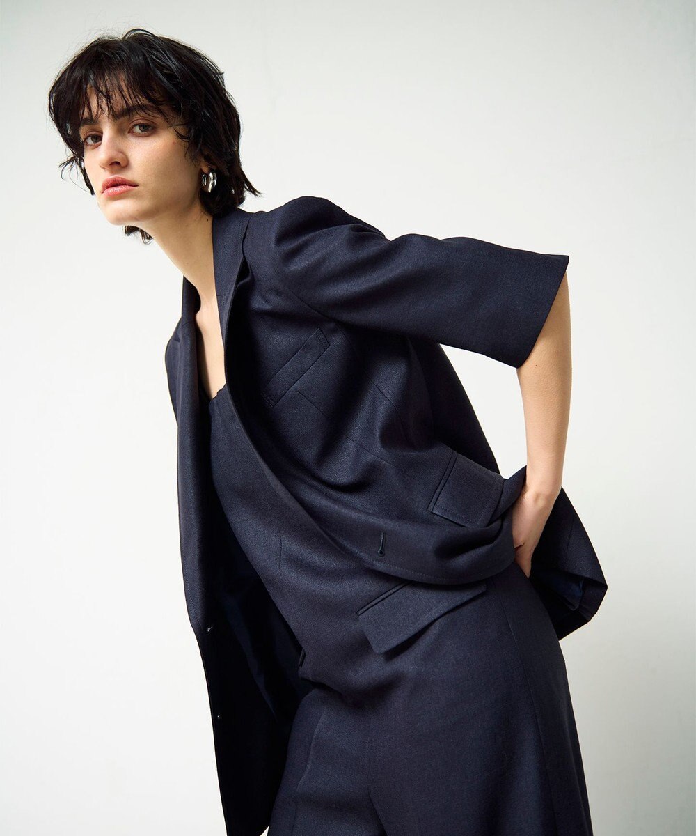 GRACE CONTINENTAL リネンタッチハーフスリーブジャケット 