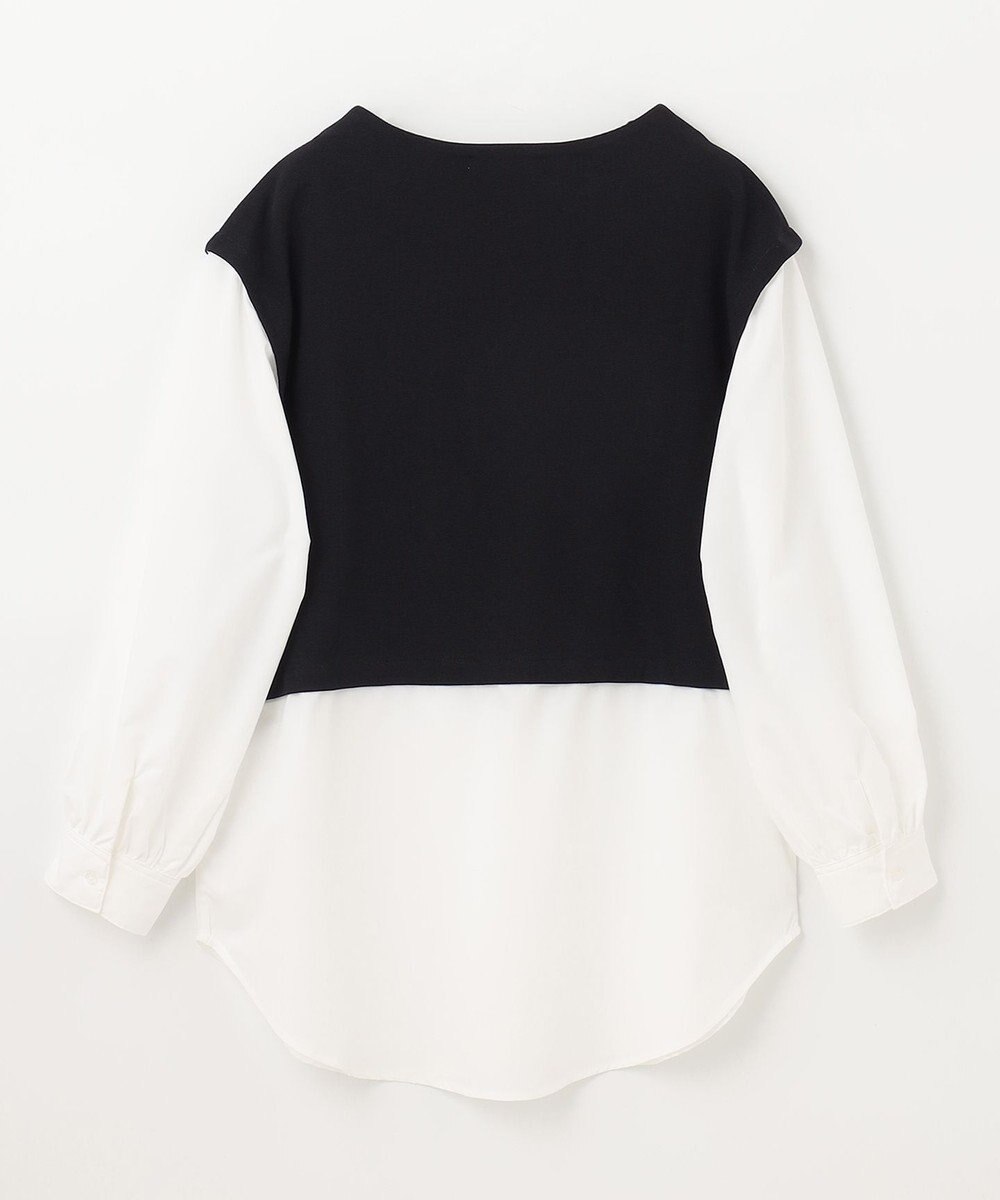 ANY 【洗える】異素材コンビ レイヤードトップス 