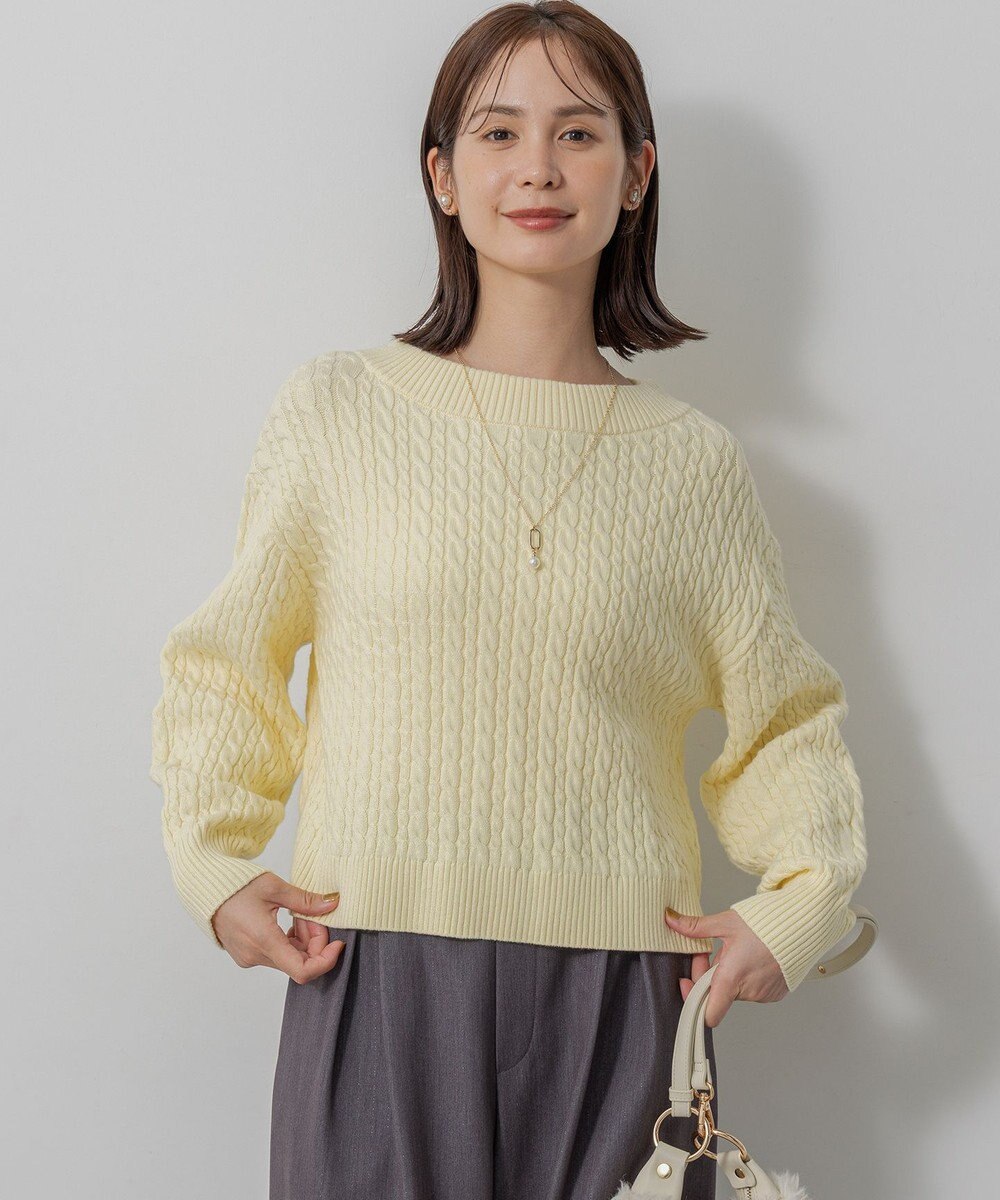 組曲 【加藤ローサさん着用】コットンカシミヤMIX ケーブル ニット 